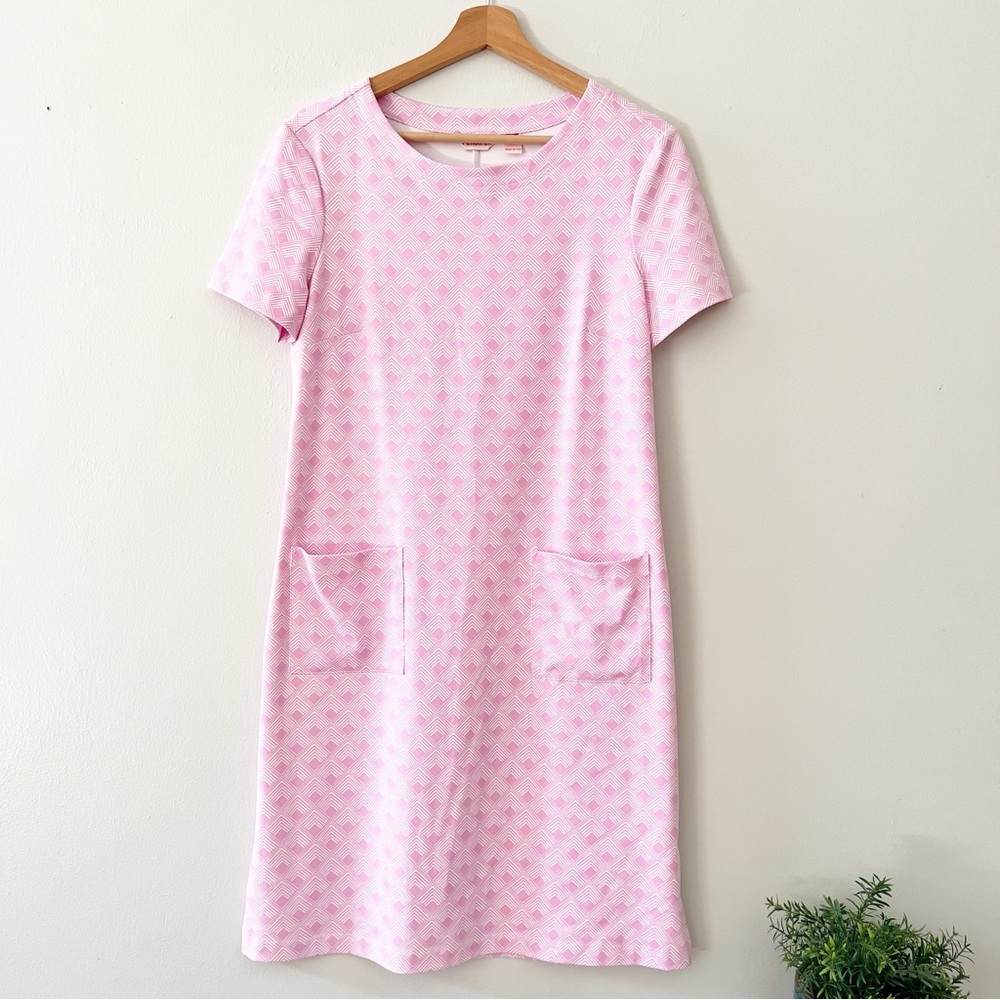 Persifor Womens Resort Shift Dress Made USA Pink & White Size Small Pockets